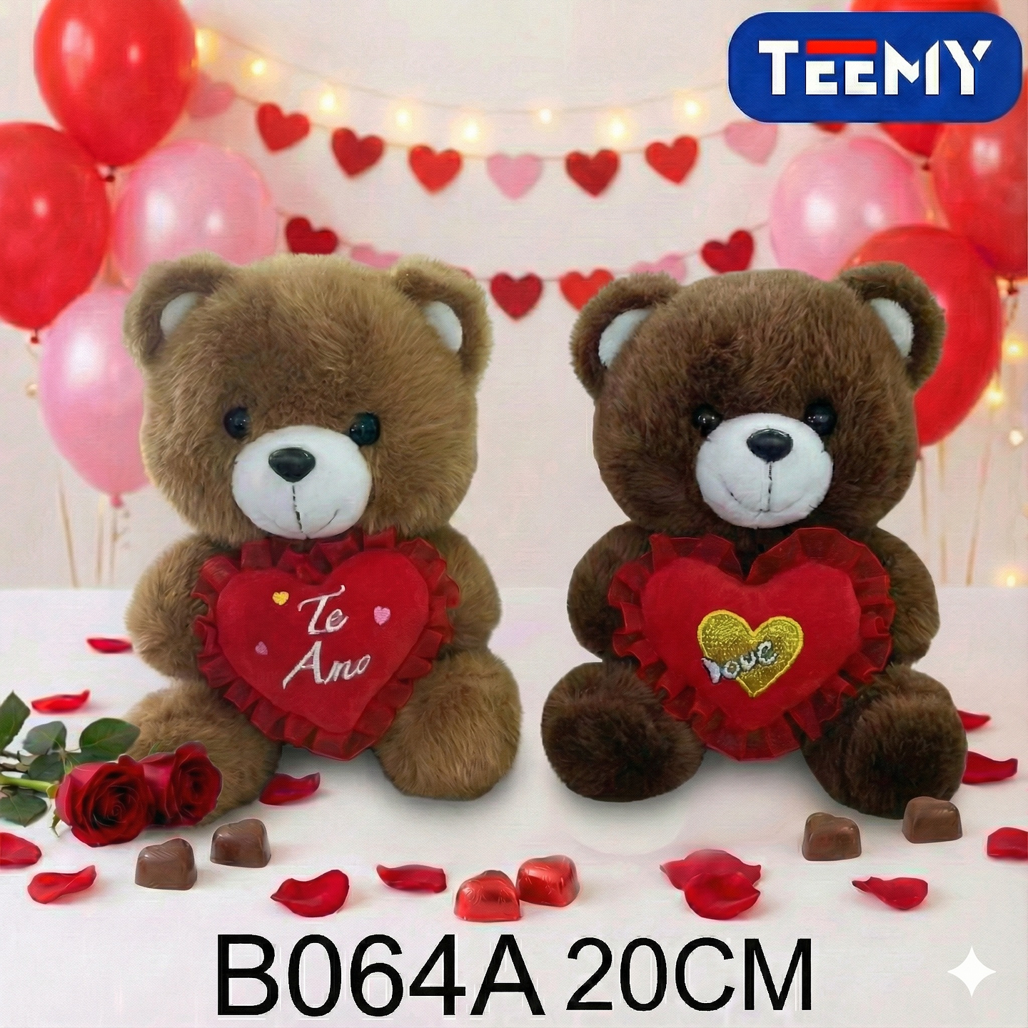 PELUCHE OSO AMOR  20 CM  , PRECIO PUBLICADO ES AL POR MAYOR Y DEBEN SER 3 UNIDADES DEL MISMO  (B064A) 1