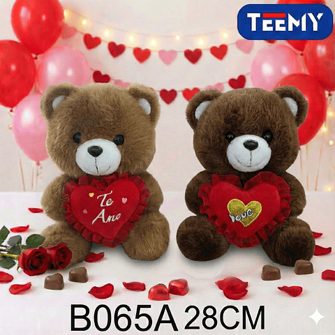 PELUCHE OSO AMOR  28 CM  , PRECIO PUBLICADO ES AL POR MAYOR Y DEBEN SER 3 UNIDADES DEL MISMO  (B065A)