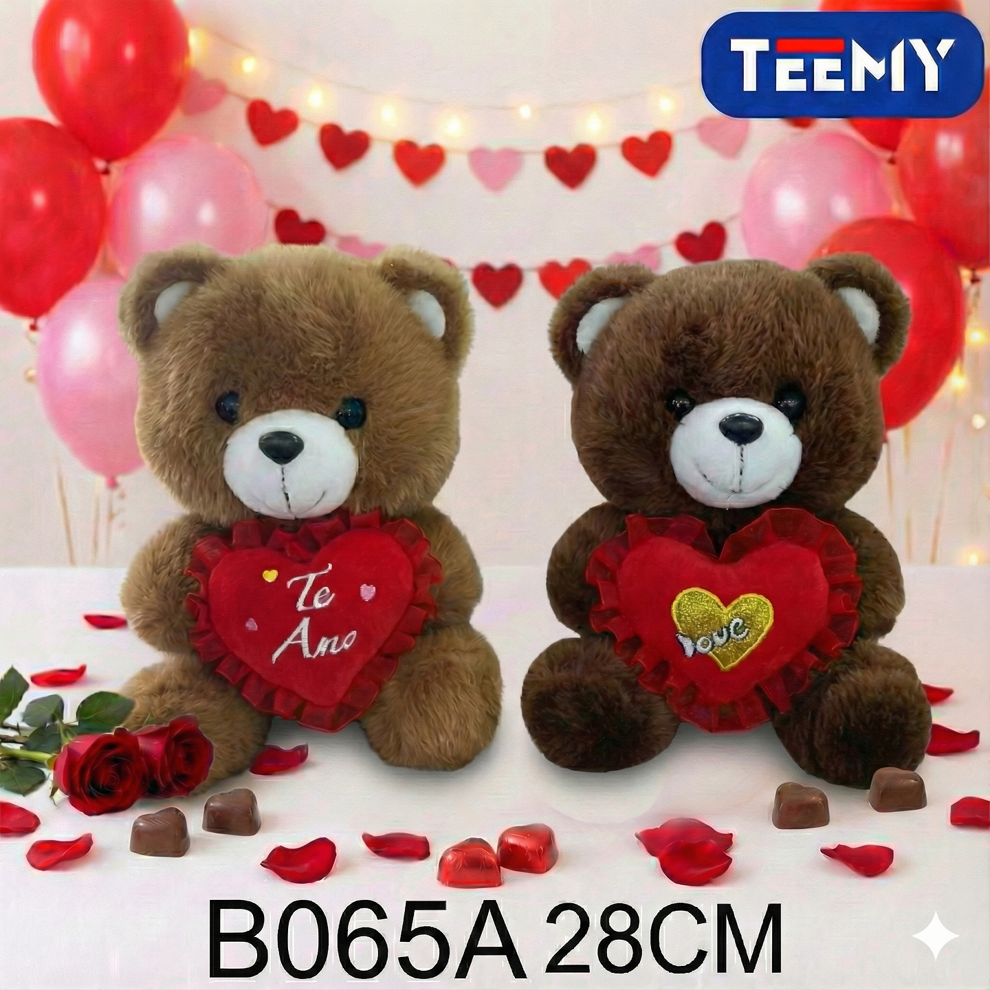 PELUCHE OSO AMOR  28 CM  , PRECIO PUBLICADO ES AL POR MAYOR Y DEBEN SER 3 UNIDADES DEL MISMO  (B065A) 1