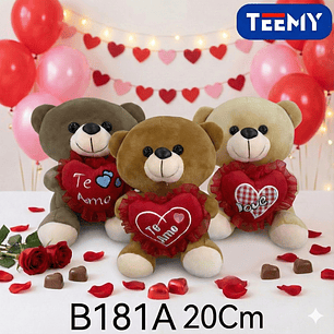 PELUCHE OSO AMOR  20 CM  , PRECIO PUBLICADO ES AL POR MAYOR Y DEBEN SER 3 UNIDADES DEL MISMO 