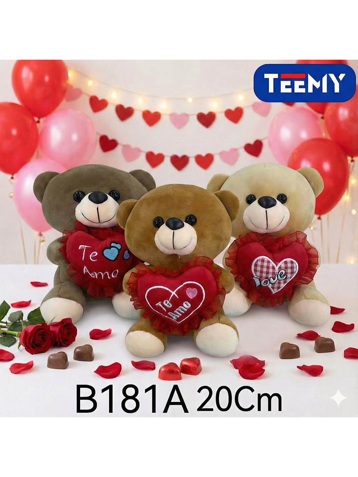 PELUCHE OSO AMOR  20 CM  , PRECIO PUBLICADO ES AL POR MAYOR Y DEBEN SER 3 UNIDADES DEL MISMO  1