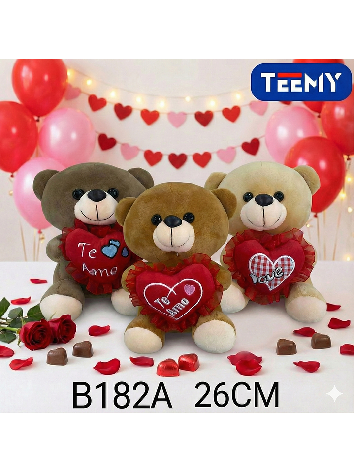 PELUCHE OSO AMOR  26 CM  , PRECIO PUBLICADO ES AL POR MAYOR Y DEBEN SER 3 UNIDADES DEL MISMO  1