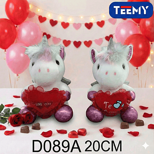 PELUCHE UNICORNIO AMOR 20 CM , PRECIO PUBLICADO ES AL POR MAYOR Y DEBEN SER 3 UNIDADES DEL MISMO 