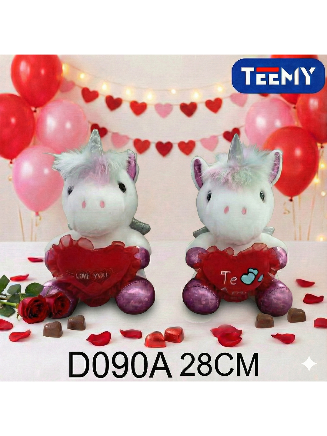 PELUCHE UNICORNIO AMOR 28 CM , PRECIO PUBLICADO ES AL POR MAYOR Y DEBEN SER 3 UNIDADES DEL MISMO  1