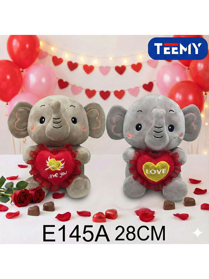 PELUCHE ELEFANTE AMOR 20 CM , PRECIO PUBLICADO ES AL POR MAYOR Y DEBEN SER 3 UNIDADES DEL MISMO  1