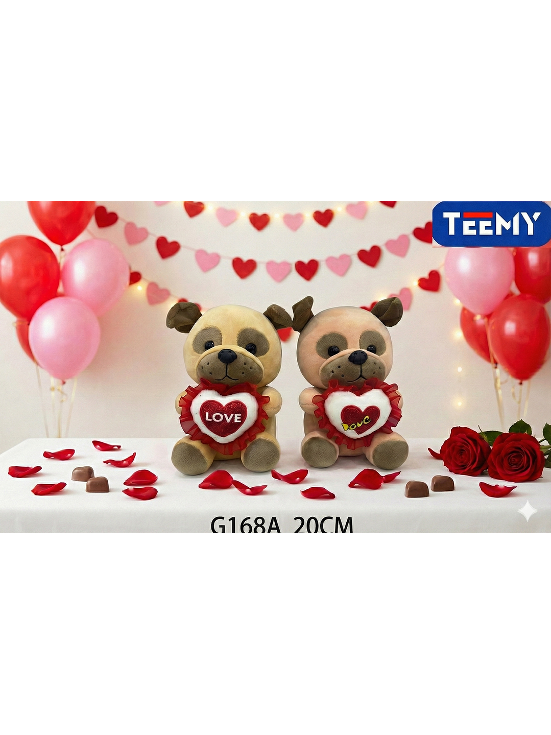 PELUCHE PERRO AMOR 20 CM, PRECIO PUBLICADO ES AL POR MAYOR Y DEBEN SER 3 UNIDADES DEL MISMO  1