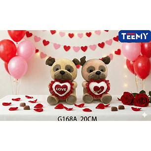 PELUCHE PERRO AMOR 20 CM, PRECIO PUBLICADO ES AL POR MAYOR Y DEBEN SER 3 UNIDADES DEL MISMO 