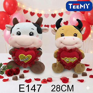 PELUCHE VACA AMOR 28 CM, PRECIO PUBLICADO ES AL POR MAYOR Y DEBEN SER 3 UNIDADES DEL MISMO 