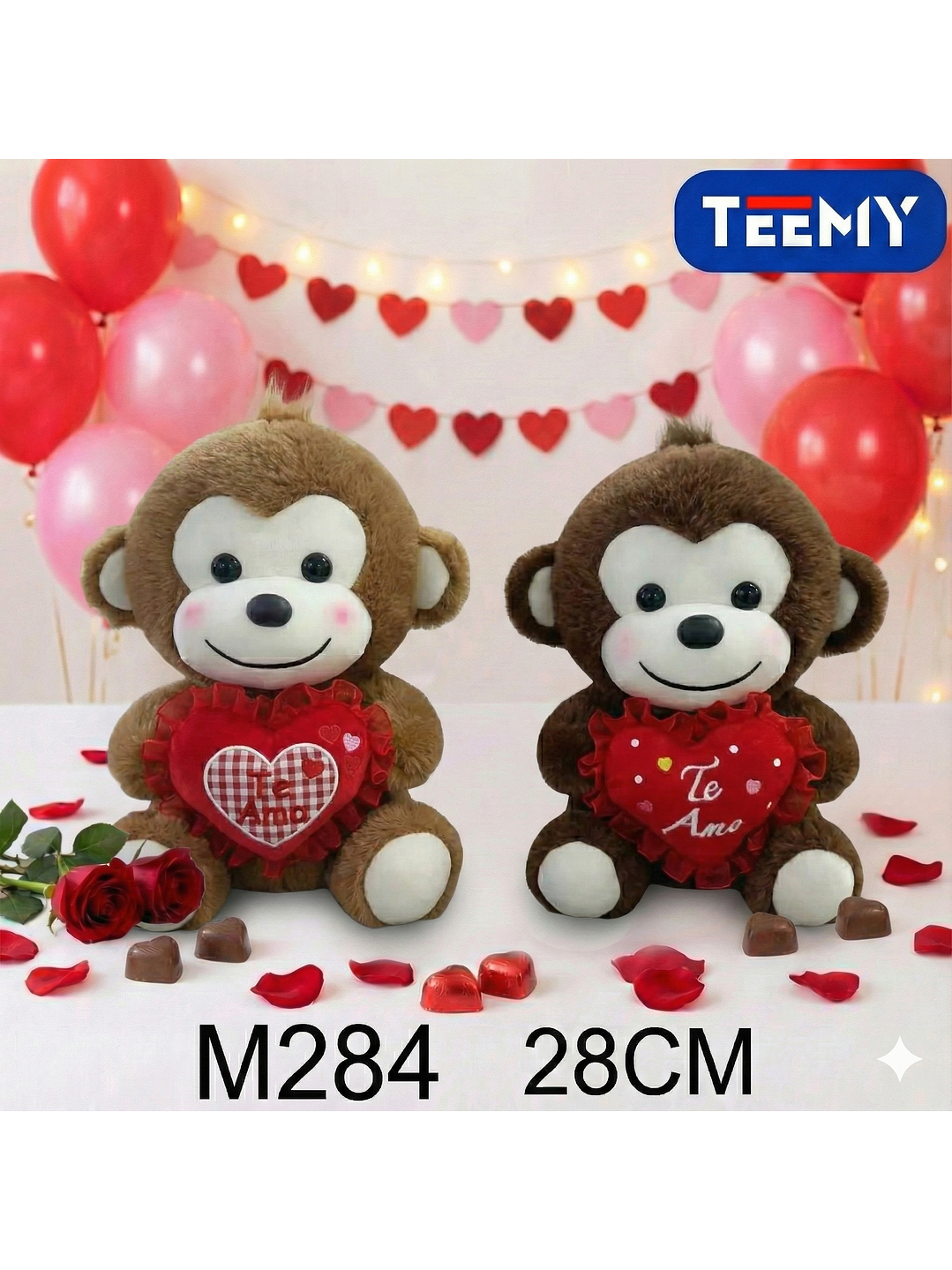 PELUCHE MONO AMOR 28 CM, PRECIO PUBLICADO ES AL POR MAYOR Y DEBEN SER 3 UNIDADES DEL MISMO  1