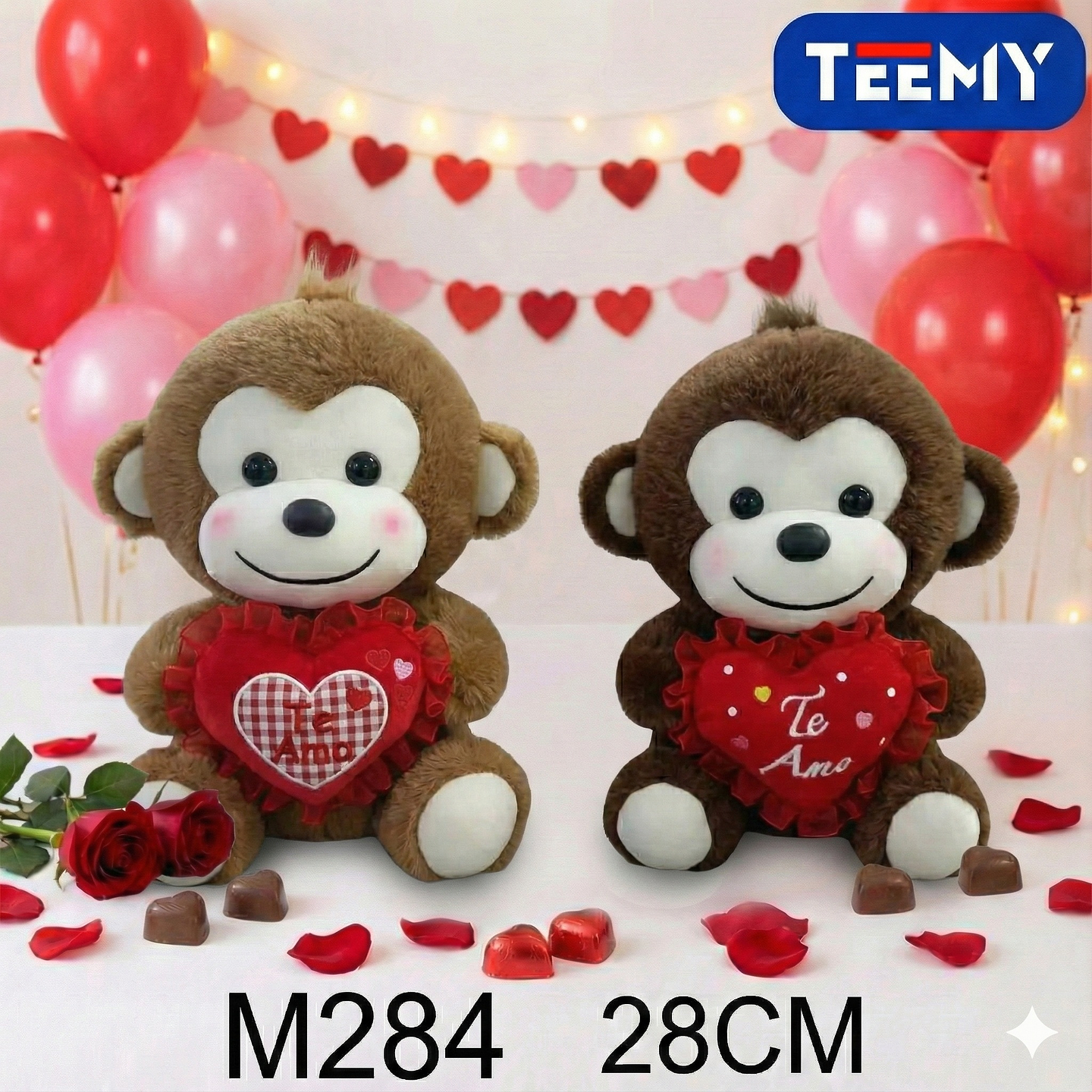 PELUCHE MONO AMOR 28 CM, PRECIO PUBLICADO ES AL POR MAYOR Y DEBEN SER 3 UNIDADES DEL MISMO  (M284) 1