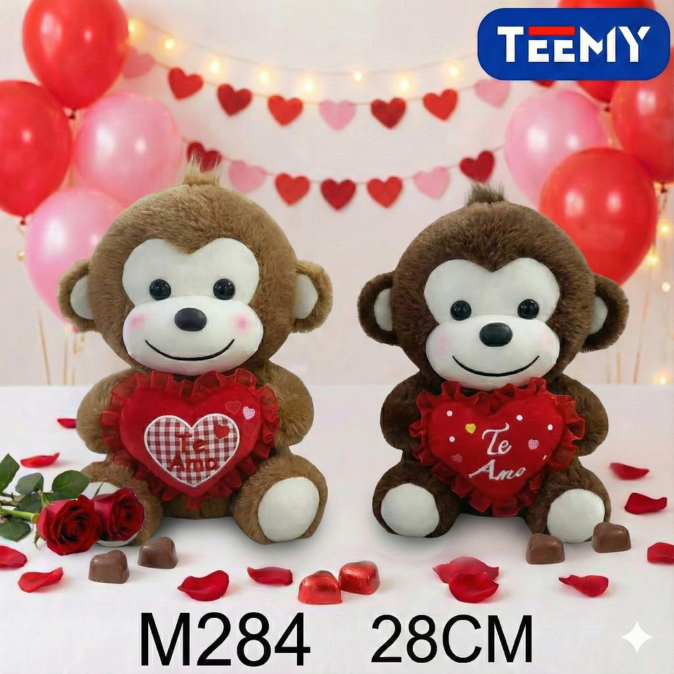PELUCHE MONO AMOR 28 CM, PRECIO PUBLICADO ES AL POR MAYOR Y DEBEN SER 3 UNIDADES DEL MISMO  (M284) 1