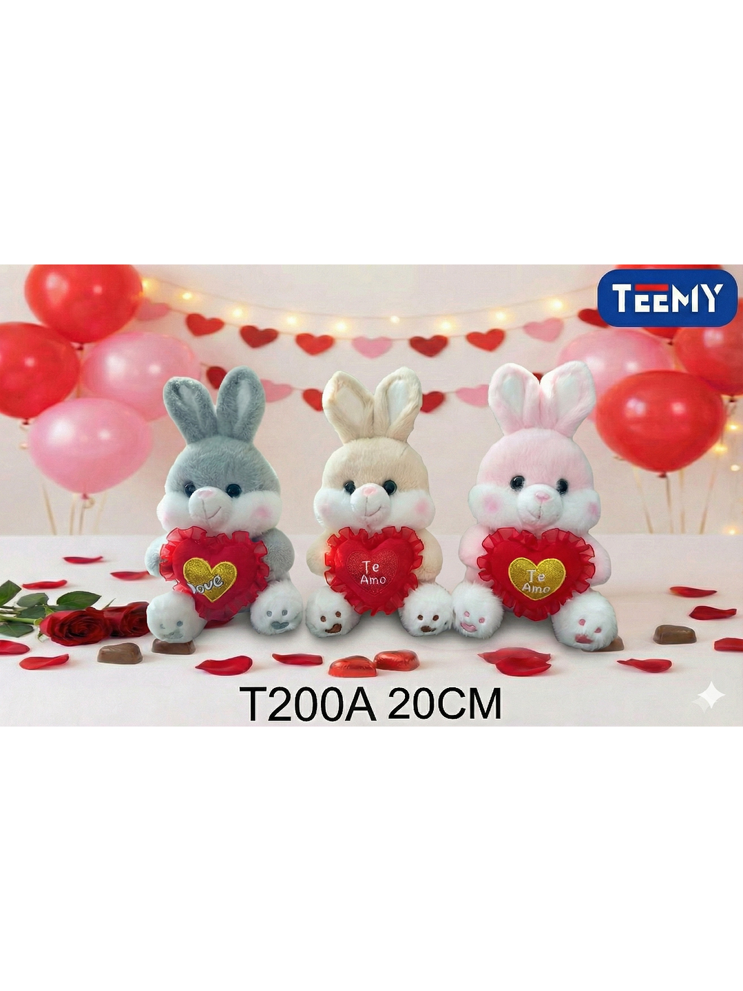 PELUCHE CONEJO AMOR 20 CM  , PRECIO PUBLICADO ES AL POR MAYOR Y DEBEN SER 3 UNIDADES DEL MISMO  1