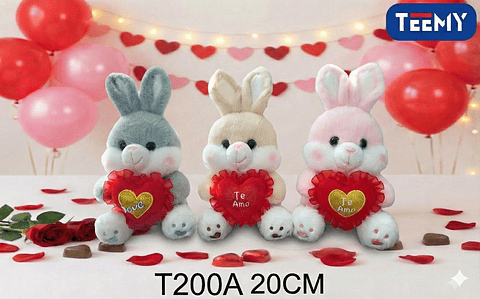 PELUCHE CONEJO AMOR 20 CM  , PRECIO PUBLICADO ES AL POR MAYOR Y DEBEN SER 3 UNIDADES DEL MISMO 