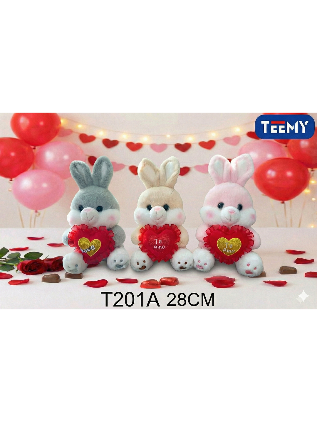 PELUCHE CONEJO AMOR 28 CM  , PRECIO PUBLICADO ES AL POR MAYOR Y DEBEN SER 3 UNIDADES DEL MISMO  1