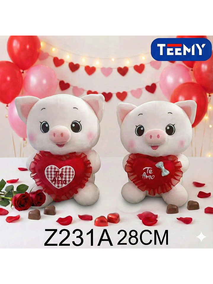 PELUCHE CHANCHO AMOR 28 CM , PRECIO PUBLICADO ES AL POR MAYOR Y DEBEN SER 3 UNIDADES DEL MISMO  1