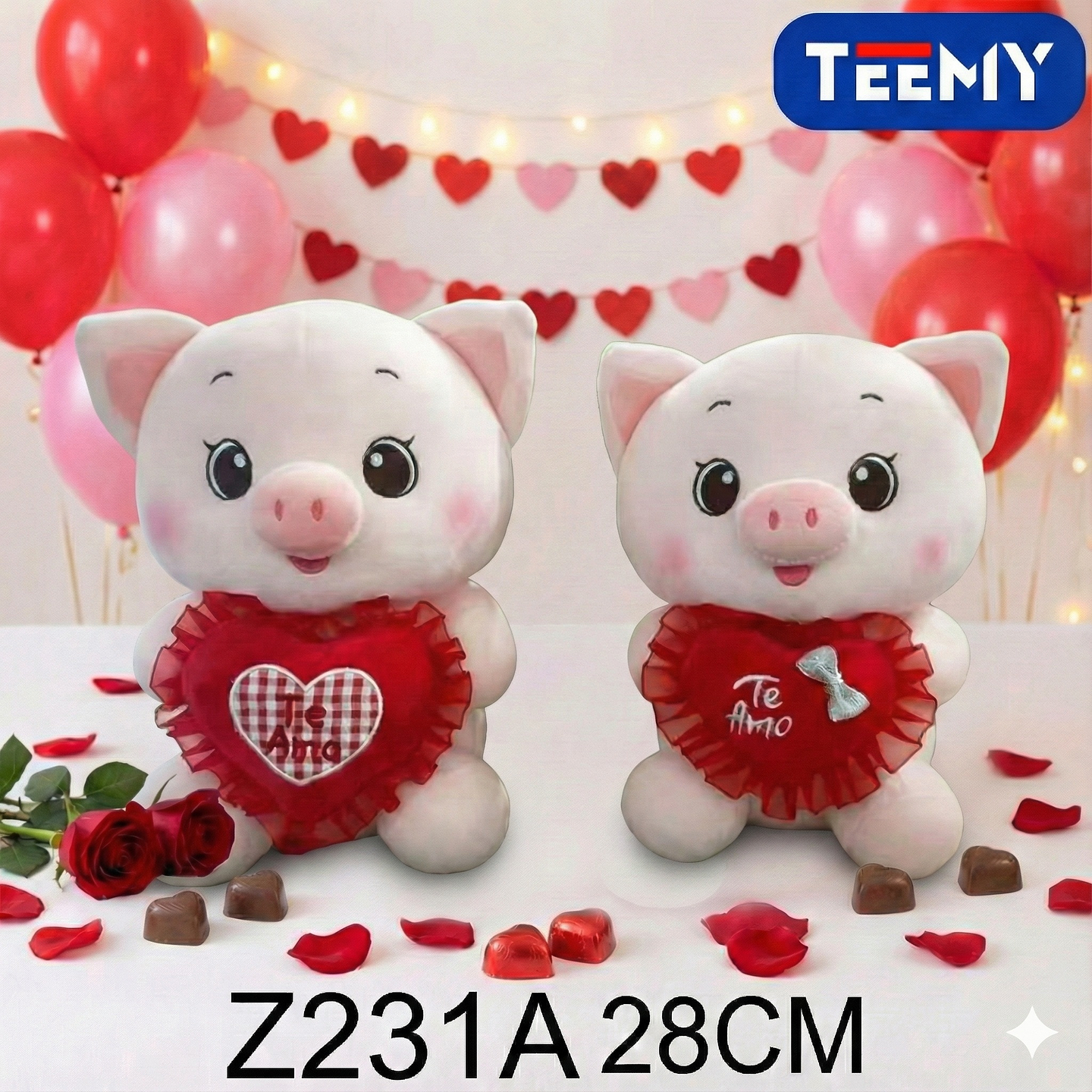 PELUCHE CHANCHO AMOR 28 CM , PRECIO PUBLICADO ES AL POR MAYOR Y DEBEN SER 3 UNIDADES DEL MISMO  (Z231A) 1