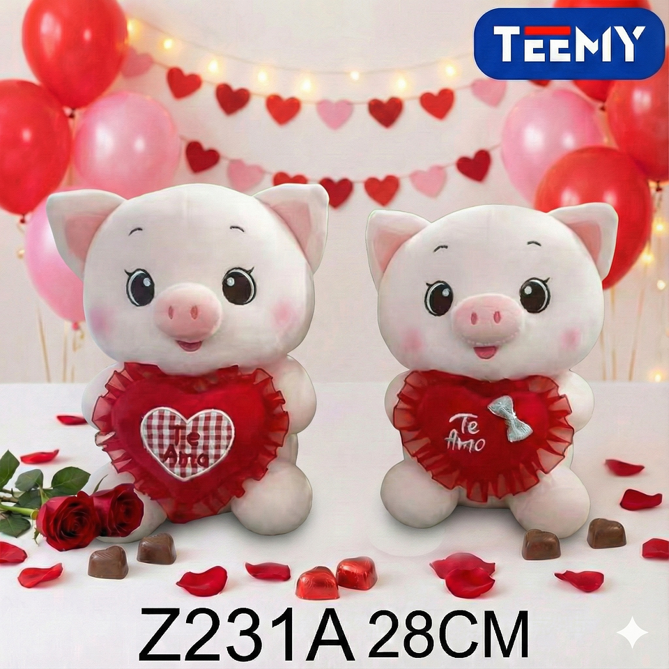 PELUCHE CHANCHO AMOR 28 CM , PRECIO PUBLICADO ES AL POR MAYOR Y DEBEN SER 3 UNIDADES DEL MISMO  (Z231A) 1