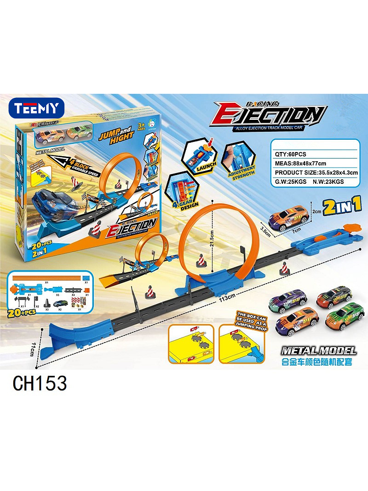 PISTA CON CARROS 2 EN 1, PRECIO PUBLICADO ES AL POR MAYOR Y DEBEN SER 3 UNIDADES DEL MISMO  1