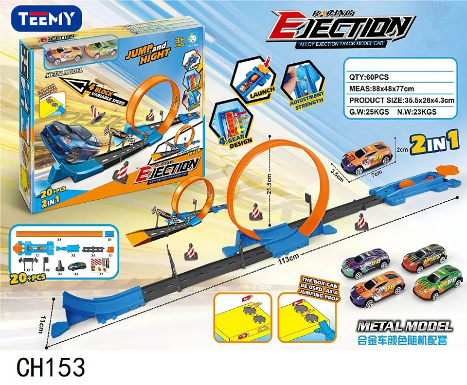 PISTA CON CARROS 2 EN 1, 3 DEL MISMO POR MAYOR  (CH153) 1