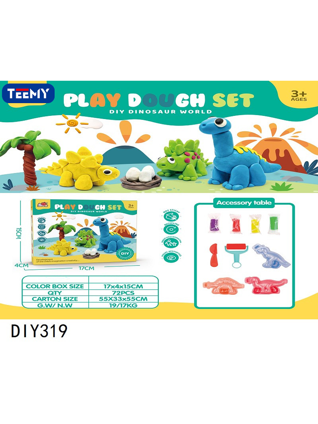 MASA SENSORIAL DINOSAURIOS, PRECIO PUBLICADO ES AL POR MAYOR Y DEBEN SER 3 UNIDADES DEL MISMO  1