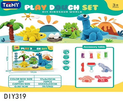 MASA SENSORIAL DINOSAURIOS, 3 DEL MISMO POR MAYOR  (DIY319)