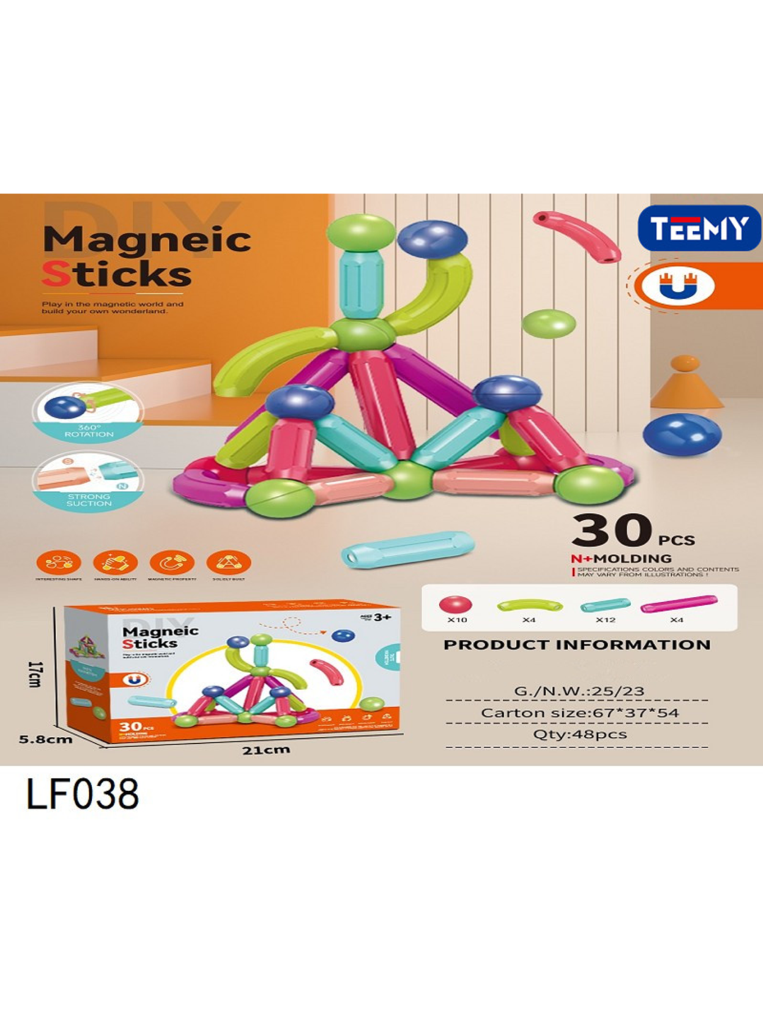 JUGUETE MAGNETICO 30 PIEZAS, PRECIO PUBLICADO ES AL POR MAYOR Y DEBEN SER 3 UNIDADES DEL MISMO  1