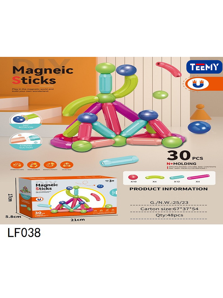 JUGUETE MAGNETICO 30 PIEZAS, PRECIO PUBLICADO ES AL POR MAYOR Y DEBEN SER 3 UNIDADES DEL MISMO  1