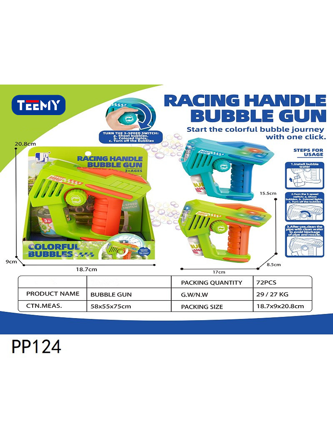 PISTOLA DE BURBUJAS, PRECIO PUBLICADO ES AL POR MAYOR Y DEBEN SER 3 UNIDADES DEL MISMO  1