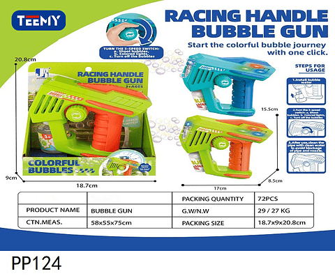 PISTOLA DE BURBUJAS, PRECIO PUBLICADO ES AL POR MAYOR Y DEBEN SER 3 UNIDADES DEL MISMO  (PP124)