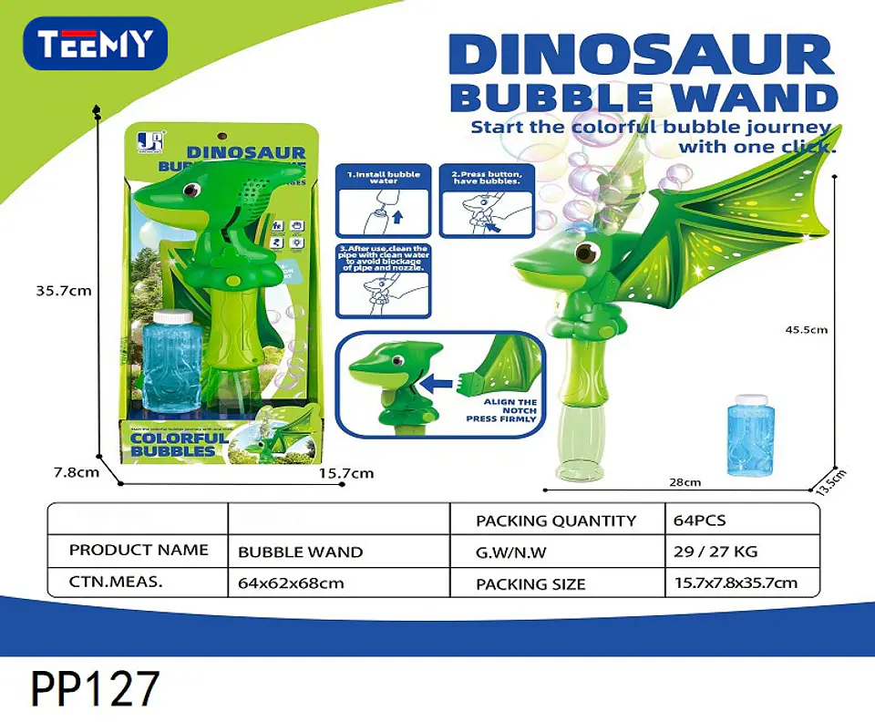 BURBUJAS CON DINOSAURIO, 3 DEL MISMO POR MAYOR  (PP127) 1
