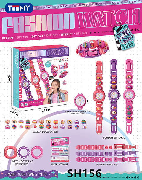 JUEGO DE MANUALIDADES RELOJ FASHION, PRECIO PUBLICADO ES AL POR MAYOR Y DEBEN SER 3 UNIDADES DEL MISMO  (SH156)