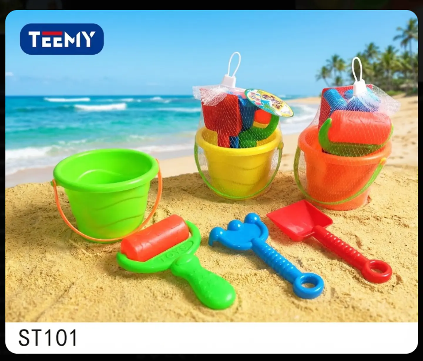 BALDE DE PLAYA CON ACCESORIOS, 3 DEL MISMO POR MAYOR  (ST101) 1