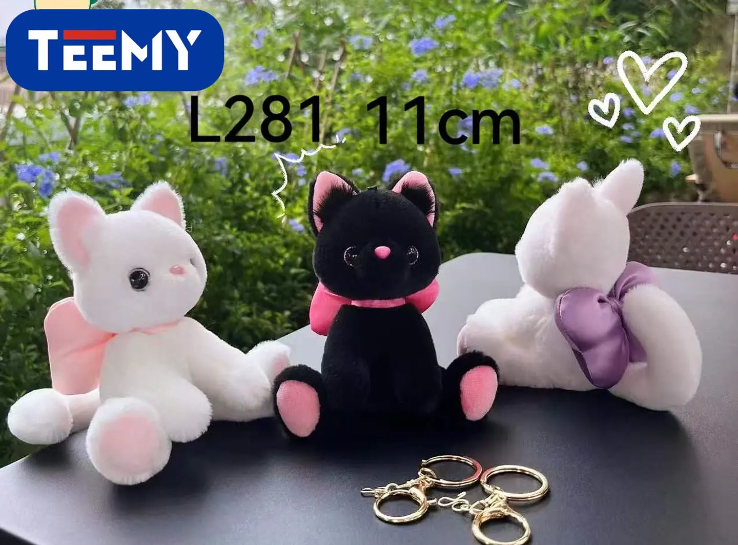 LLAVERO PELUCHE GATO 11 CM PAQUETE 12 PIEZAS (L281) 1