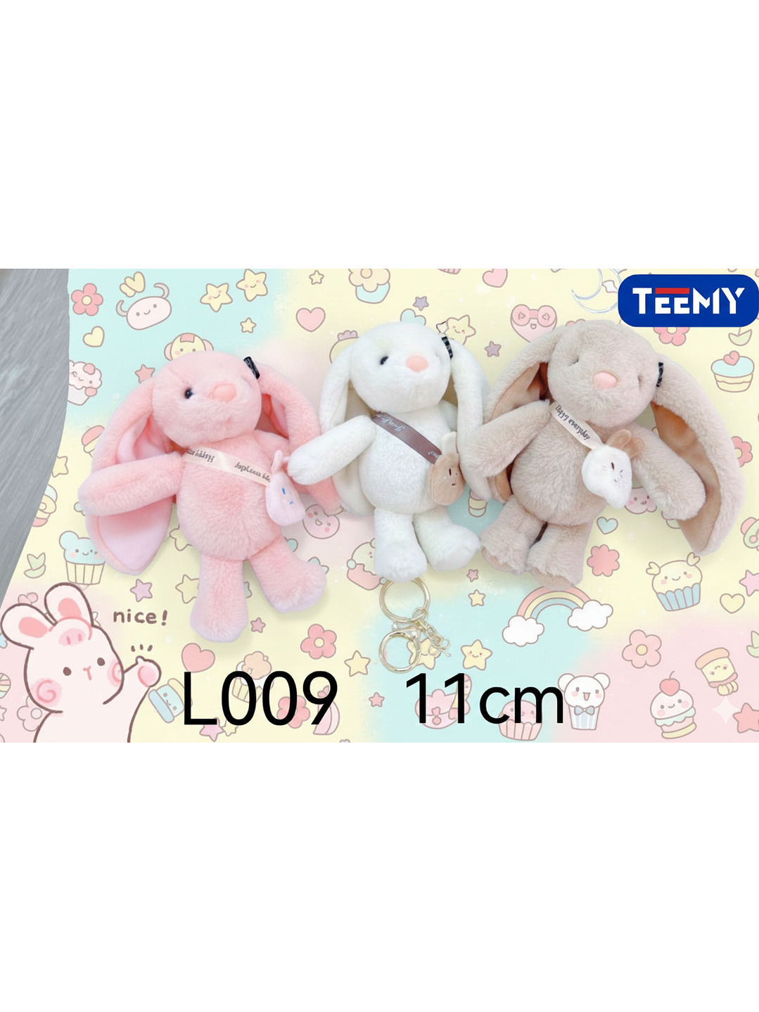 LLAVERO PELUCHE CONEJO 11 CM PAQUETE 12 PCS 1