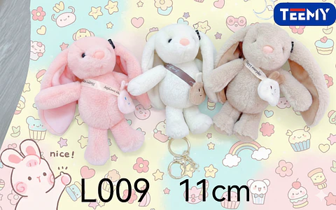 LLAVERO PELUCHE CONEJO 11 CM PAQUETE 12 PCS (L009)