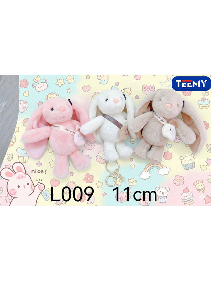 LLAVERO PELUCHE CONEJO 11 CM PAQUETE 12 PCS 1