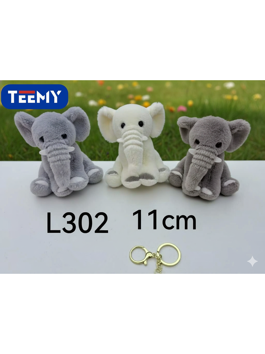 LLAVERO PELUCHE ELEFANTE 11 CM  PAQUETE 12 PIEZAS 1