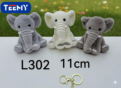 LLAVERO PELUCHE ELEFANTE 11 CM  PAQUETE 12 PIEZAS (L302)