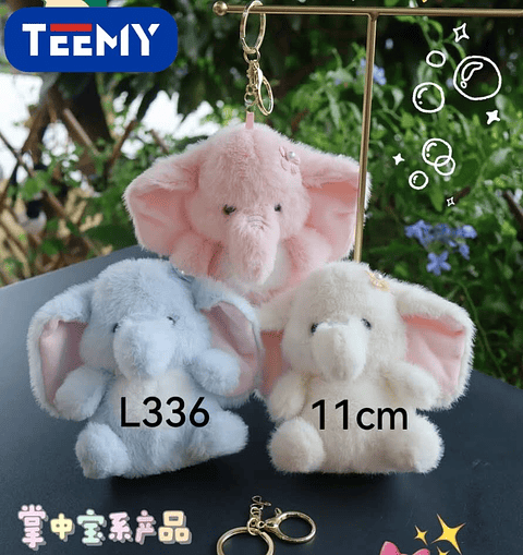 LLAVERO PELUCHE ELEFANTE 11 CM  PAQUETE 12 PIEZAS (L336)