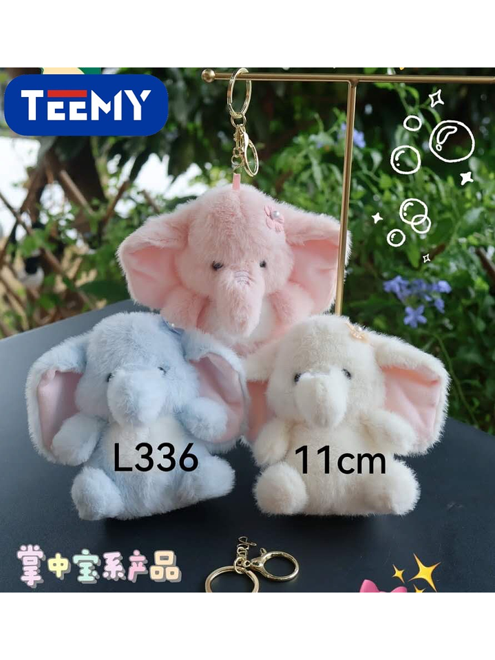LLAVERO PELUCHE ELEFANTE 11 CM  PAQUETE 12 PIEZAS 1