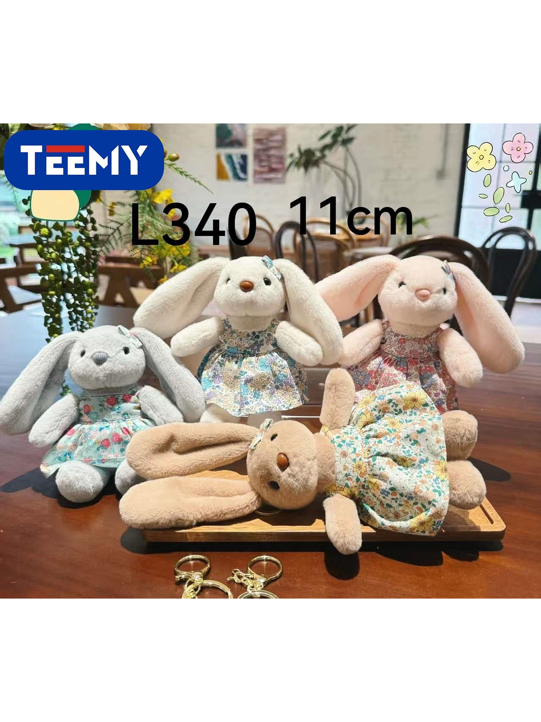 LLAVERO PELUCHE CONEJO 11 CM PAQUETE 12 PIEZAS 1