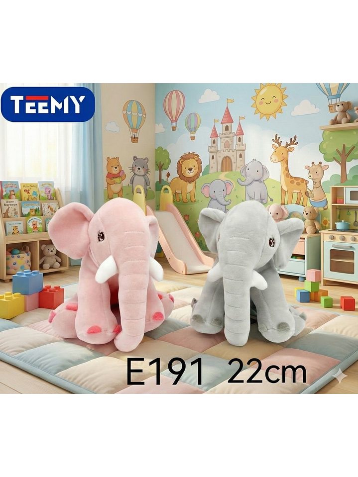 PELUCHE ELEFANTE 22 CM  , PRECIO PUBLICADO ES AL POR MAYOR Y DEBEN SER 3 UNIDADES DEL MISMO  1