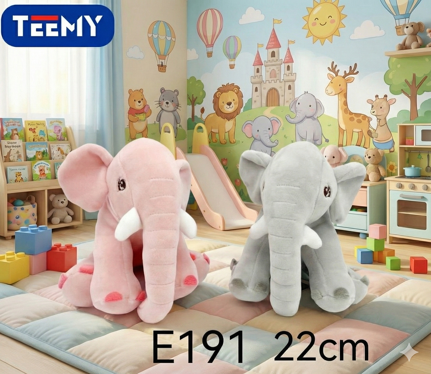 PELUCHE ELEFANTE 22 CM  , PRECIO PUBLICADO ES AL POR MAYOR Y DEBEN SER 3 UNIDADES DEL MISMO  (E191) 1