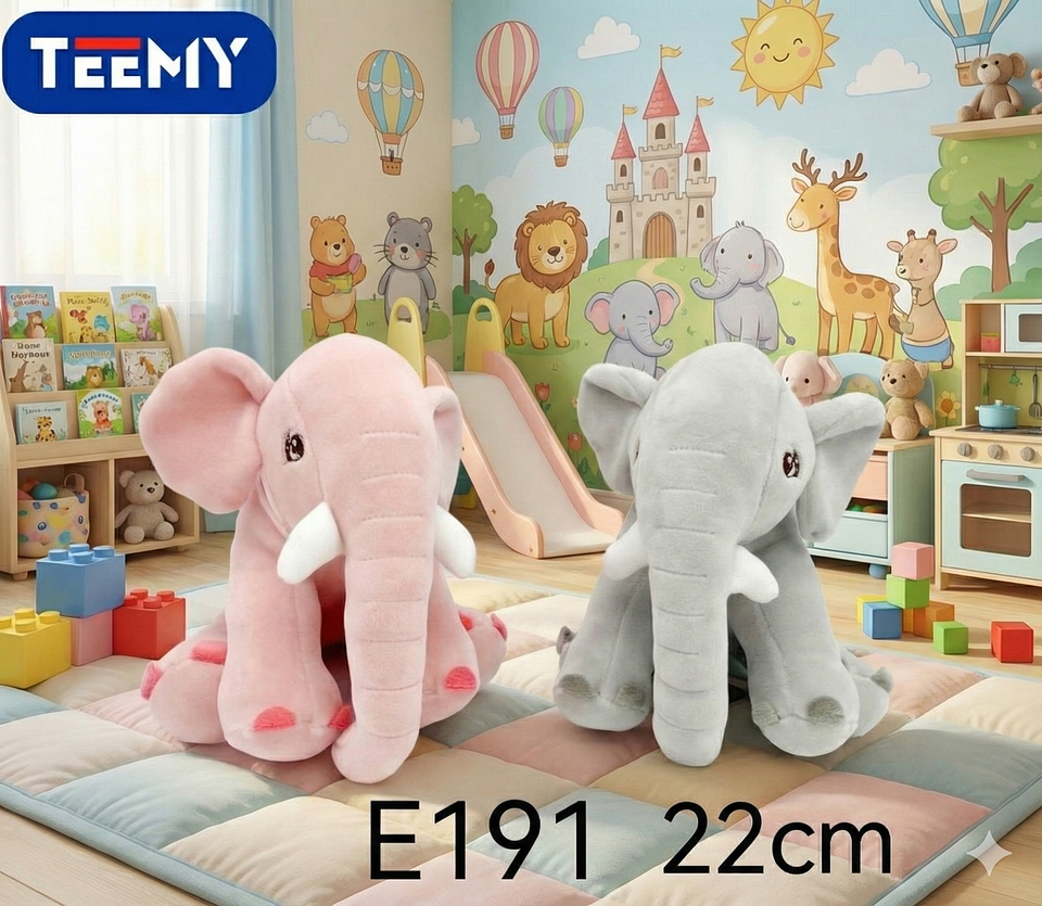 PELUCHE ELEFANTE 22 CM  , PRECIO PUBLICADO ES AL POR MAYOR Y DEBEN SER 3 UNIDADES DEL MISMO  (E191) 1