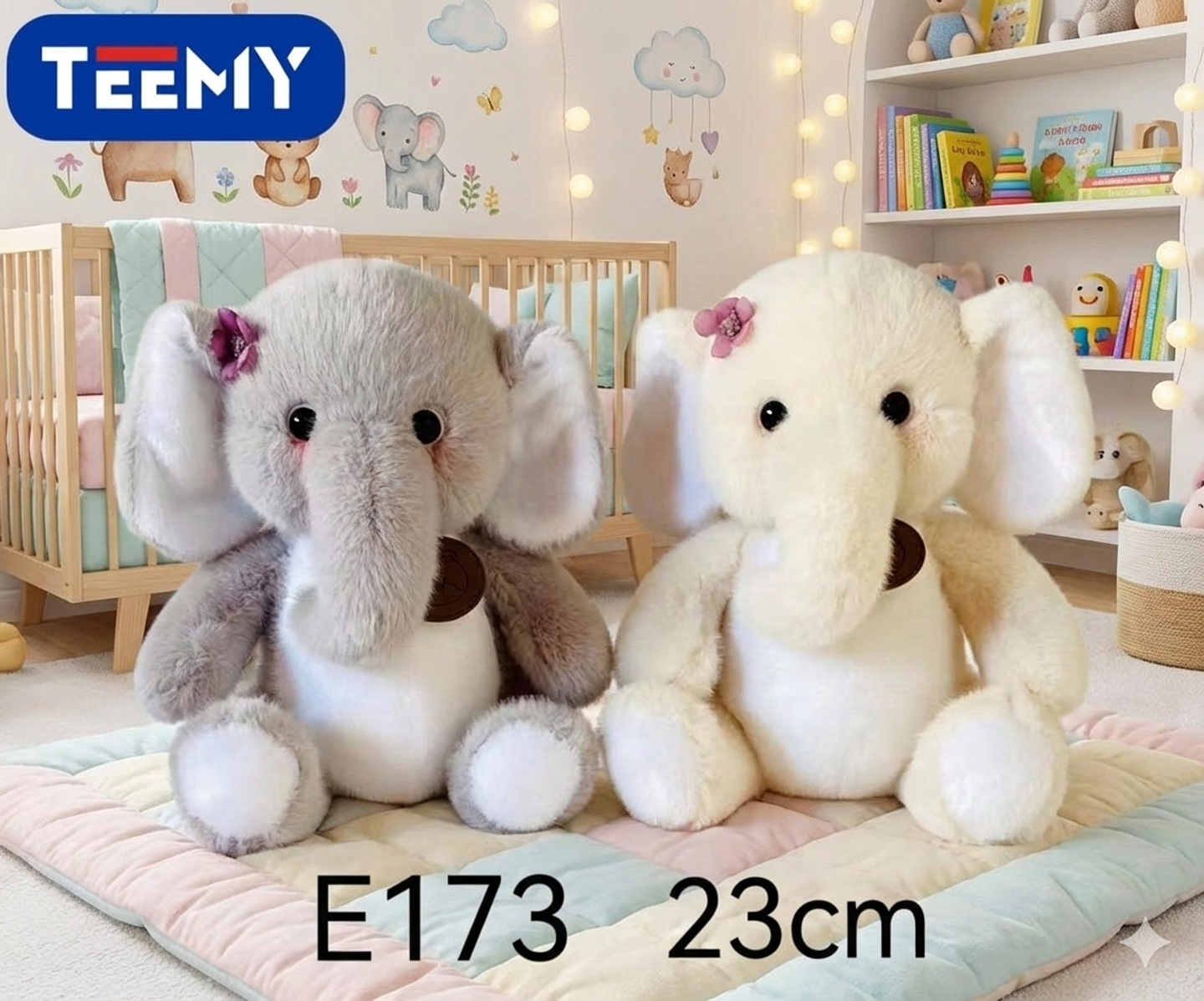 PELUCHE ELEFANTE 23 CM , PRECIO PUBLICADO ES AL POR MAYOR Y DEBEN SER 3 UNIDADES DEL MISMO  (E173) 1