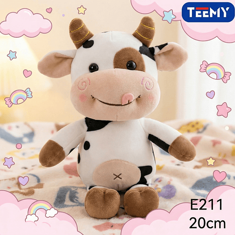 PELUCHE VACA 20 CM, PRECIO PUBLICADO ES AL POR MAYOR Y DEBEN SER 3 UNIDADES DEL MISMO  (E211)
