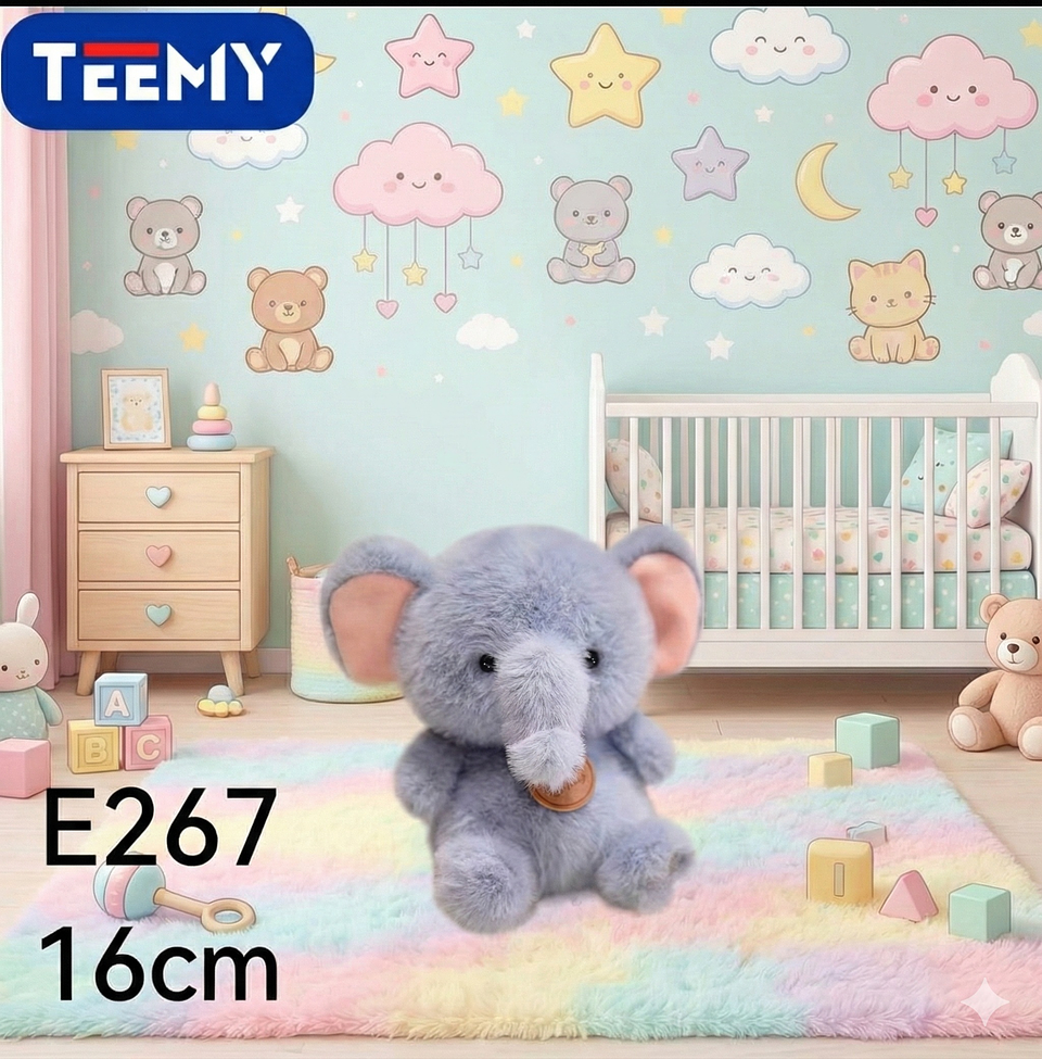 PELUCHE ELEFANTE 16 CM, PRECIO PUBLICADO ES AL POR MAYOR Y DEBEN SER 3 UNIDADES DEL MISMO  (E267) 1