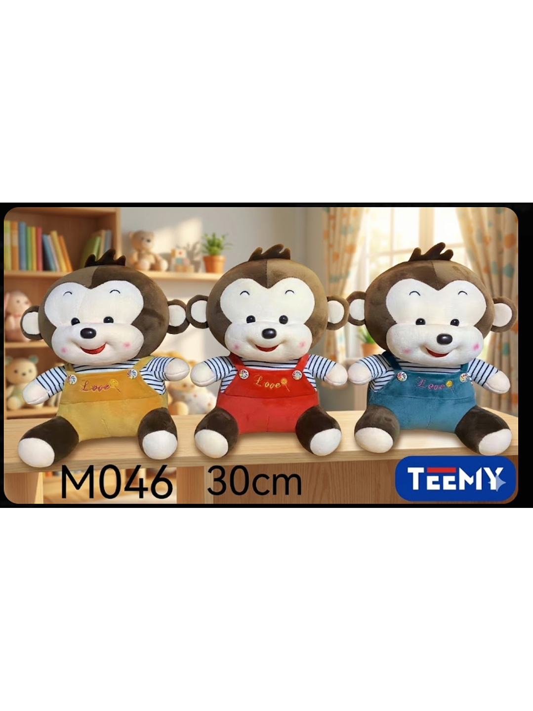 PELUCHE MONO 30 CM , PRECIO PUBLICADO ES AL POR MAYOR Y DEBEN SER 3 UNIDADES DEL MISMO  1