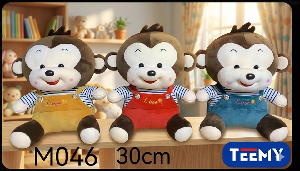 PELUCHE MONO 30 CM , PRECIO PUBLICADO ES AL POR MAYOR Y DEBEN SER 3 UNIDADES DEL MISMO  (M046) 1