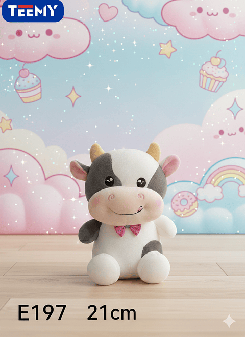 PELUCHE VACA 20 CM, PRECIO PUBLICADO ES AL POR MAYOR Y DEBEN SER 3 UNIDADES DEL MISMO  (E197)
